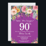 パープルフローラサプライズ90th誕生日招待状 招待状<br><div class="desc">パープル·フローラ·サプライズ90番目の誕生日招待状for Women。水彩フローラフラワー紫の薄紫·ラベンダー紫の背景ピンク、黄色、オレンジ、紫の花。大人の誕生日。13.15.16.18.21.30.40.50.60.70.80.90.100.任意の年齢さらにカスタマイズするには、「クリックカスタマイズit」ボタンをクリックし、デザインツールを使用してこのテンプレートを変更してください。</div>