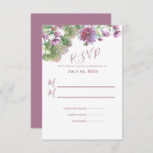 パープルフローラサマーイン開花結婚ズ 出欠カード (正面/裏面)