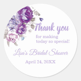 パープルフローラサンキューシャワーシール ラウンドシール