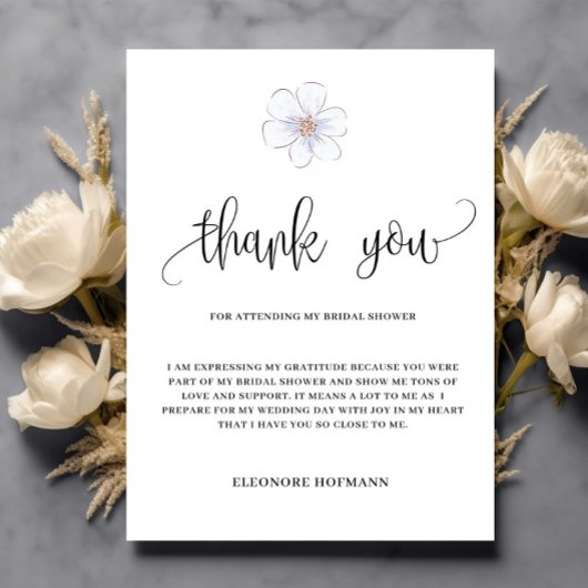 パープルフローラサンキューブライダルシャワーカード サンキューカード