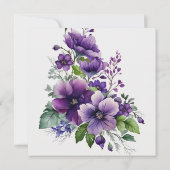 パープルフローラシモダンッエレガントクボホ結婚ズ 招待状 (裏面)