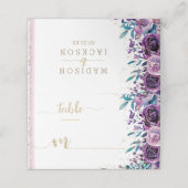 パープルフローラシャンパストライプン金ゴールドの座席名 プレイスカード (外部開封)