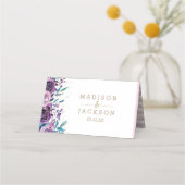 パープルフローラシャンパストライプン金ゴールドの座席名 プレイスカード (裏面)