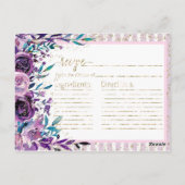 パープルフローラシャンパンブライダルシャワーレシピカード ポストカード (裏面)