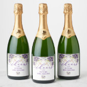 パープルフローラシャンパンラベル スパークリングワインラベル (ボトル)