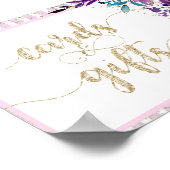 パープルフローラシャンパン金ゴールドウェディングカード&ギフト ポスター (角)