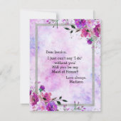 パープルフローラシルバーが私のメイド・オブ・オーナー(花嫁付き添い人) 招待状 (裏面)