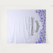 パープルフローラシルバーキンセアニェラ写真背景 タペストリー (正面(横))