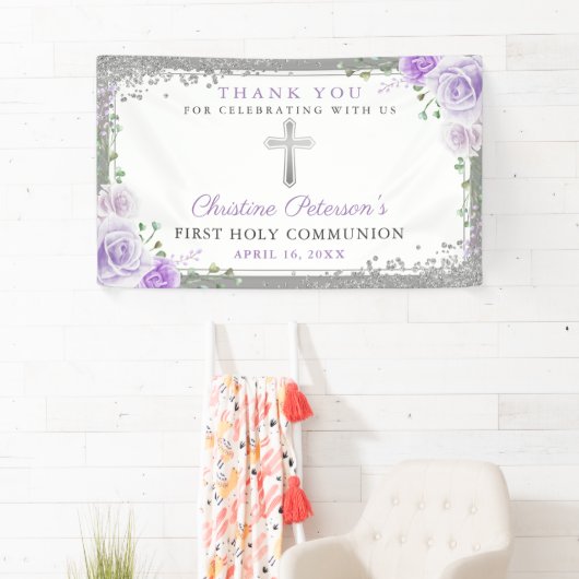 パープルフローラシルバーグリッターファーストホーリーコミューン 横断幕 (インサイチュ)