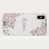 パープルフローラシルバーグリッター幾何学名 Case-Mate iPhoneケース (裏面(横))