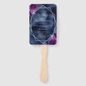 パープルフローラシルバージオネイビーフォイル結婚式 プログラム ハンドファン (正面)