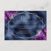 パープルフローラシルバーネイビーブルー結婚ズ詳細 エンクロージャーカード (正面)
