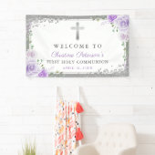 パープルフローラシルバーファースト・ホーリー・コミュニオンウェルカム 横断幕 (インサイチュ)
