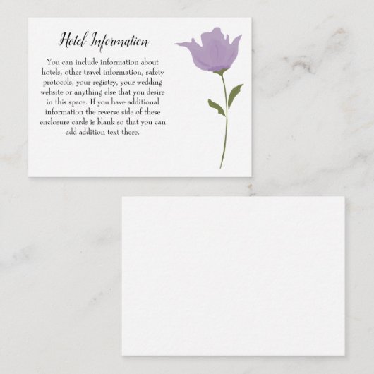 パープルフローラシンプルエレガントな結婚式 エンクロージャーカード (正面/裏面)