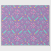 パープルフローラシームレスラッピング紙 ラッピングペーパー (フラット)