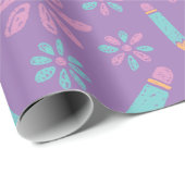 パープルフローラシームレスラッピング紙 ラッピングペーパー (ロールコーナー)