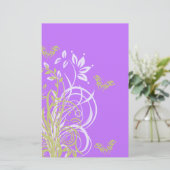 パープルフローラスクラップブック紙 便箋 (スタンド正面)