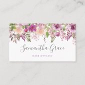 パープルフローラスクリプト美容師アポイントメントカード 予約カード (正面)