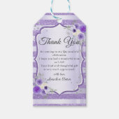 パープルフローラスパークルキンセアニェラ誕生日 ギフトタグ (正面)