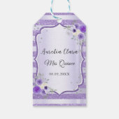 パープルフローラスパークルキンセアニェラ誕生日 ギフトタグ (裏面)