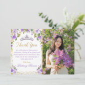 パープルフローラスパークル金ゴールドキンセアニェラ写真 サンキューカード (スタンド正面)