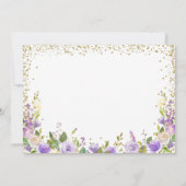 パープルフローラスパークル金ゴールドキンセアニェラ写真 招待状 (裏面)