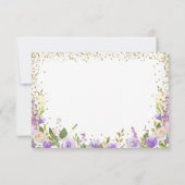 パープルフローラスパークル金ゴールドグリッター 出欠カード (裏面)