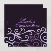 パープルフローラスワールキンセアニラ招待状 招待状 (正面/裏面)