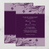 パープルフローラスワールズ結婚式招待状 招待状 (正面/裏面)