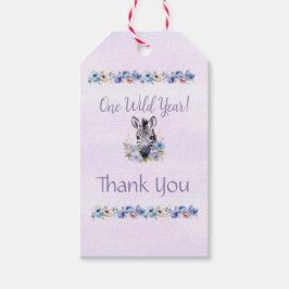 パープルフローラゼブラ誕生日 ギフトタグ