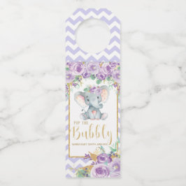 パープルフローラゾウポップ・アートのンザバブルシャンパン ボトルネックタグ