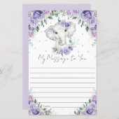 パープルフローラゾウ誕生日カプセルメッセージ (正面/裏面)