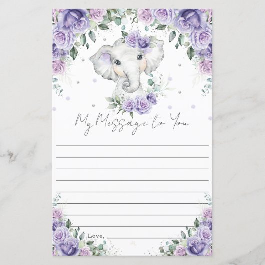 パープルフローラゾウ誕生日カプセルメッセージ (正面)