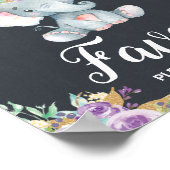 パープルフローラゾウ赤ちゃんシャワーパーティーの好意 ポスター (角)