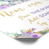 パープルフローラゾウ赤ちゃんシャワーモモモザバーサイン ポスター (角)