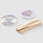 パープルフローラゾウ赤ちゃんシャワー誕生日 ハンドファン (組立なし)