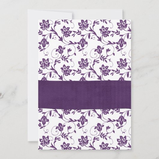 パープルフローラダマスクサンフラワー日付を保存 セーブザデート (裏面)