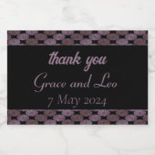 パープルフローラダマスク結婚ブラック スパークリングワインラベル (シングルラベル)