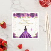 パープルフローラダークスキンプリンセスSweet sixteen スタンダードカクテルナプキン (インサイチュ)