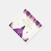 パープルフローラダークスキンプリンセスSweet sixteen スタンダードカクテルナプキン (角)