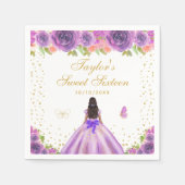 パープルフローラダークスキンプリンセスSweet sixteen スタンダードカクテルナプキン (正面)