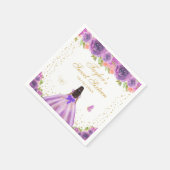 パープルフローラダークスキンプリンセスSweet sixteen スタンダードカクテルナプキン (角)