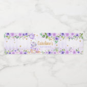 パープルフローラティーパーティーベビーシャワー ペットボトルラベル (シングルラベル)