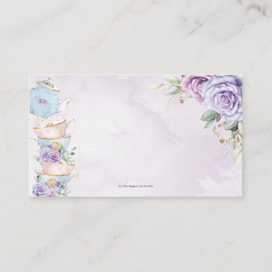 パープルフローラティーパーティーレシピ エンクロージャーカード (裏面)