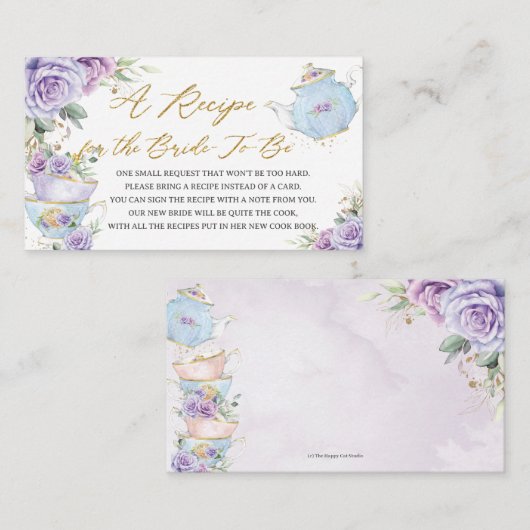 パープルフローラティーパーティーレシピ エンクロージャーカード (正面/裏面)