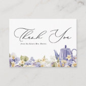 パープルフローラティーポットブライダルティーサンキュー エンクロージャーカード (正面)