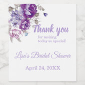 パープルフローラテーマサンキューワインボトルシール ワインラベル (シングルラベル)