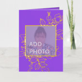 パープルフローラデザインフォトゴールドフォイルカード 箔シーズンカード (正面)