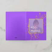 パープルフローラデザインフォトゴールドフォイルカード 箔シーズンカード (外側レイダウン)