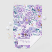 パープルフローラデザイン ゴルフタオル (インサイチュ)